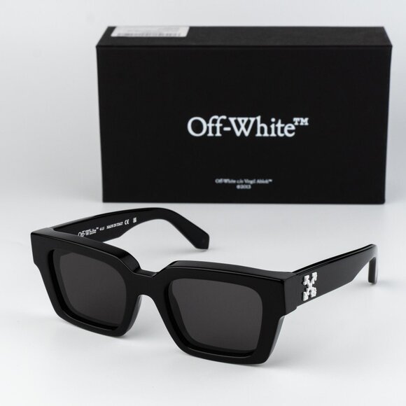 Off-White VIRGIL Men Sunglasses Black Grey Square OERI008 1007 NEW AUTHENTIC - Picture 1 of 15